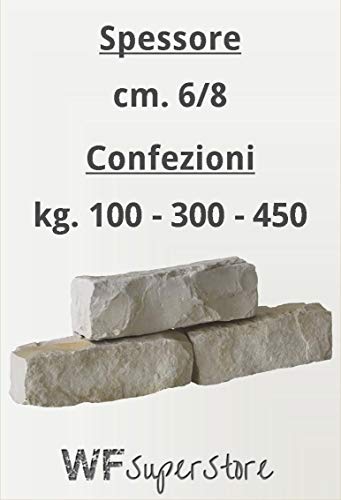 WUEFFE S.R.L. Mattoni in Pietra Trani Spessore 6/8 cm. - Muro Pavimento cordolo Giardino (kg. 100)