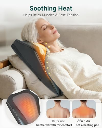 Image of Snailax Back Massager for Back Pain Deep Tissue, Shiatsu Neck Back Massager with Heat, 3D Kneading Chair Massage Pillow, Neck Shoulder Massage, Gifts for Mom, Dad, Women