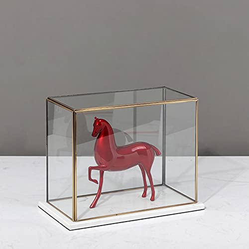 Yfqhdd Modern Chinese Red Horse Decoration Lucky High-End Sales Office Bookcase Living Room Wine Cabinet Glass Cover Display Box #TOP4