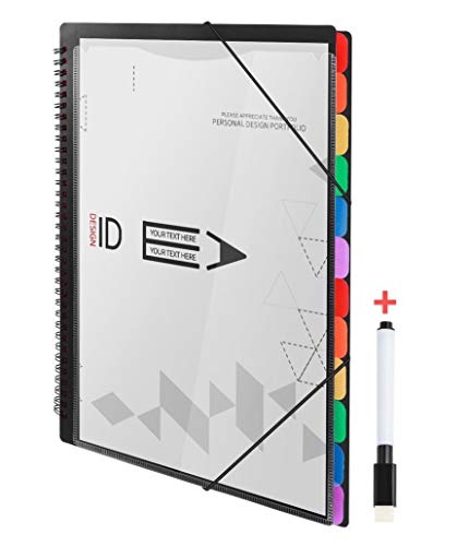 Edufun 24 Pocket Letter Size File Folder with Dry Erase Marker, Organizer for Bill, Coupon, Tax Document, Customizable Front Cover, Erasable Write On Tabs, Designed for Home, Office and School