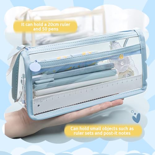 Image of Zibuyu Transparent Pouch, Double Layer Pencil Case, Pouch for Stationery