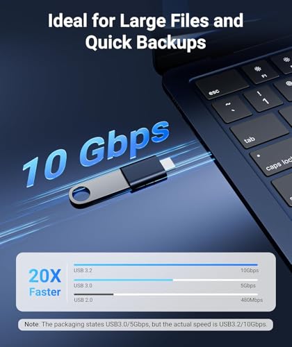 Image of rts USB to USB C Adapter 2 Pack 10Gbps, Aluminium OTG Cable Compatible with iPhone 17 /16 /15 Pro Max MacBook Air iPad Galaxy S25 S24, Devices Smartphones, Laptop Tablets, Keyboard, Mouse, Hard Drives