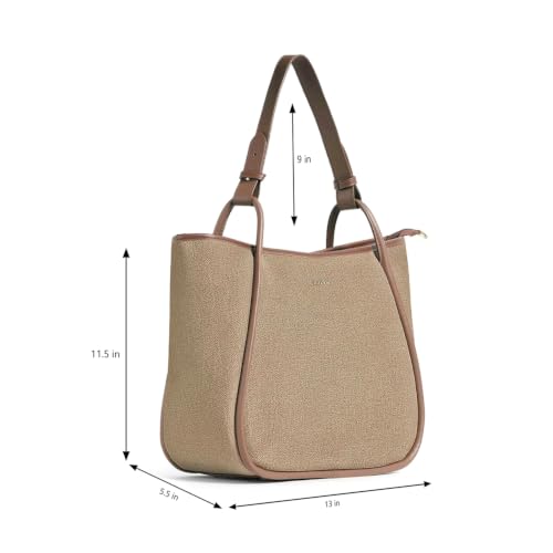 Image of EXOTIC Formal Laptop Handbag for Women, Herringbone Pattern, Leather Trim, Tote Style with Adjustable Shoulder Strap