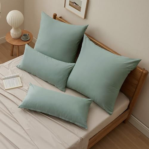 BEDSURE Kissenbezug 40x80 2er Set - 100% Baumwolle Kopfkissenbezug Grasgrün – Ansicht 7
