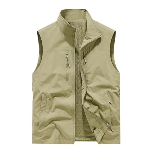 Lightweight Outdoor Vest for Men Fashion Sleeveless Jackets Fishing Travel Photographer Work Vest with Zipper Pockets