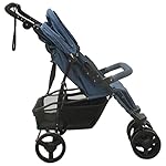 Mogou Geschwisterwagen, Zwillingskinderwagen, Doppelkinderwagen, Geschwisterbuggy, Double Stroller, Marineblau Stahl, Dunkelgrau
