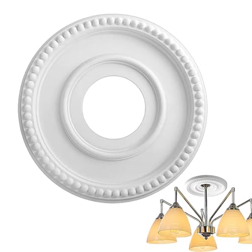 Genérico 4 Pulgadas PU Ventilador De Techo Anillo Medallón Para Lámparas Araña Blanca Medallones De Techo De Iluminación Para El Hogar Medallón De Luz De Francés Panel De La Lámpara Ensayador Base