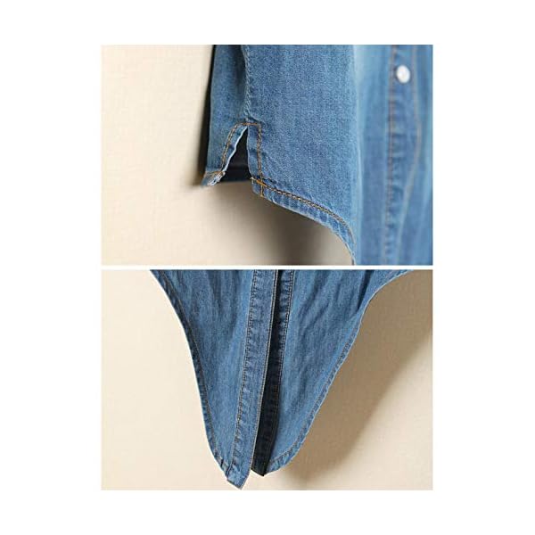 Omoone-Womens-34-Sleeve-Denim-Crop-Top-Tie-Knot-Shirt-Cardigan Omoone Women's 3/4 Sleeve Denim Crop Top Tie Knot Shirt Cardigan (Dark Blue, XL)