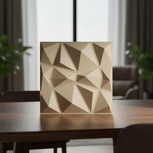 Image of Kayra Decor 3D PVC Wall Panel - PVC Diamond Design, White Tail Color 19.7 inch X 19.7 inch (Pack of 40) - Covers 107.80 Sq. Ft.