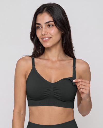 Image of Stelle Nursing Bras Maternity Bralette Seamless for Breastfeeding | Removable pads, Soft stretch fabric, One-hand clips, Pregnancy, Postpartum, Everyday comfort