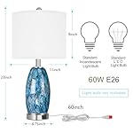 Modern Coastal Table Lamps 23” High Blue Gray Handcrafted from Art Glass Bedside Lamps, for Bedroom Living Room Home Nightstand Table Lamp(with USB C+A 5V 2.1A Charging Ports) - Image 5
