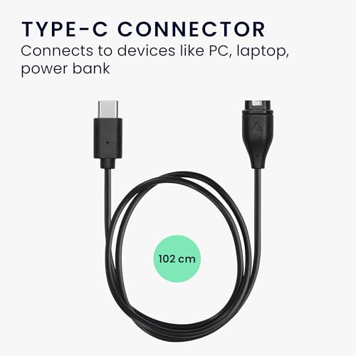 kwmobile Ładowarka kompatybilna z Garmin Swim 2 / Tactix7 / Enduro/Epix 2 / Epix Pro - kabel USB-C do ładowania smartwatcha - czarna