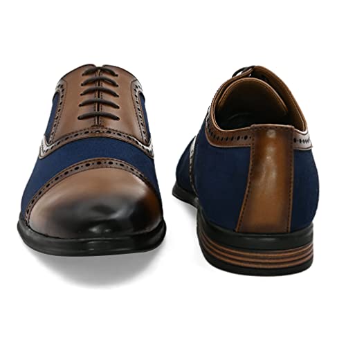 Image of San Frissco Men's Formal Shoes Lace up with Round Toe|Classic and Durable Faux Leather Material Oxford's Shoe|Cushioned Footbed Insole with Textured and Patterned Outsole for Office