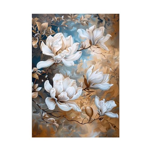 Peinture d'art vintage de fleurs 70x90cm pour decoration murale salon