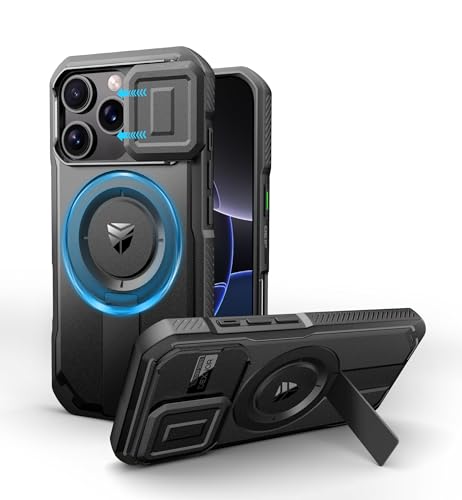 Coque iPhone 16 Pro antichoc robuste avec support magnétique noir