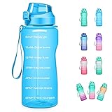 4AMinLA Motivational Water Bottle 2.2L/64oz Half Gallon Jug with Straw and Time Marker Large...