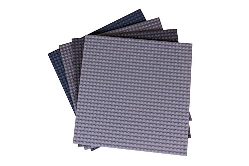 Strictly Briks Classic Stackable Baseplates, for Building Bricks, Bases for Tables, Mats, and More, 100% Compatible with All Major Brands, Gray Combo, 4 Pack, 10x10 Inches