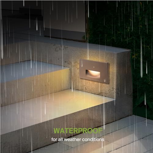 Image of ASD LED Step Light 4 Pack | Dusk to Dawn, Stair Riser Deck Patio | Bronze