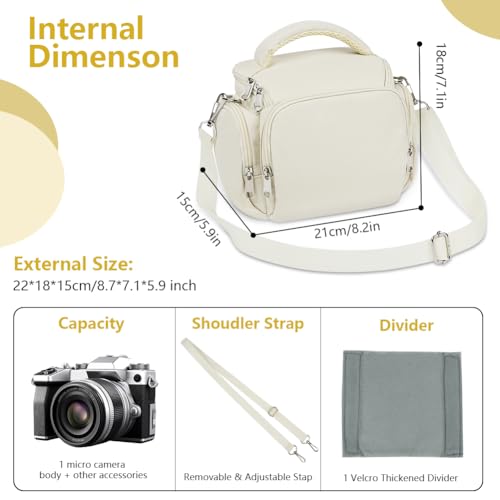 Ainiv Bolsa Camara DSLR, Impermeable y Antigolpes Camera Bag SLR, Correa de Hombro Ajustable, Bolsa Camara Fotografica para Sony, Funda Camara para Canon (Beige) - imagen 2