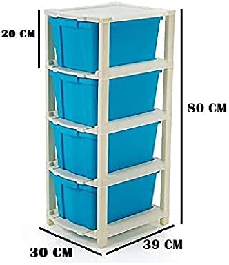 Image of 4 Layer Modular Drawer Storage Organizer for Home & Office ABS Plastic (Blue)