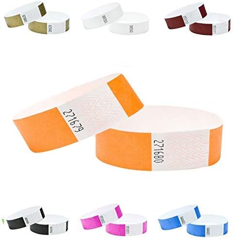 Tyvek Wrist Bands 3/4 inch 100 Pack, Paper Like Bracelets Used for Events, Nightclubs, waterparks etc. Neon Orange
