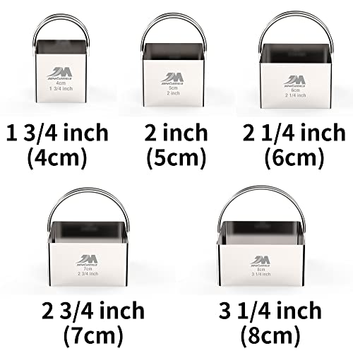 M JINGMEI Square Biscuit Cutter Set 1.75inch 2inch 2.25inch 2.75inch 3.25inch, Stainless Steel Cookies Cutter with Handle, Professional Baking Dough Tools,5pcs set GIFT PACKAGE