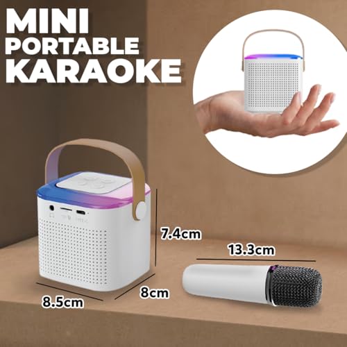 Image of Wembley Bluetooth Karaoke Set with Microphone and Speaker - Musical Toy for Kids, Gift for Singing, Ideal for Parties, Picnics, and Travel Entertainment - White Bucket Style