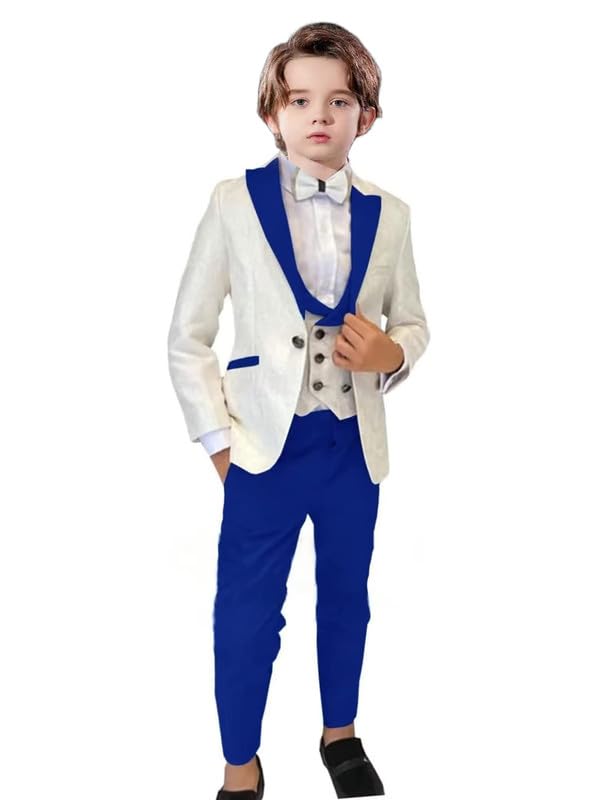 Child Formal Blazer Set Slim Fit Outfit Tuxedo for Boys Jacquard Slim Fit 3 Piece Boys Suit Wedding Dinner Kids Tuxedo Suit