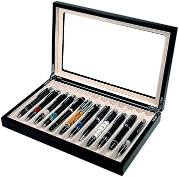 Scatola Portapenne con vetrina per 12penne in legno Nera Scatola Portapenne con vetrina per 12penne in legno Nera