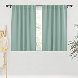 RYB HOME Blackout Curtains for Bathroom - Thermal Insulated Light Block Small Window Curtains, Back Tab Top Coastal Drape for Kitchen Kids Bedroom Home Office, Wide 42 x Long 45 inches, Aqua, 2 Panels