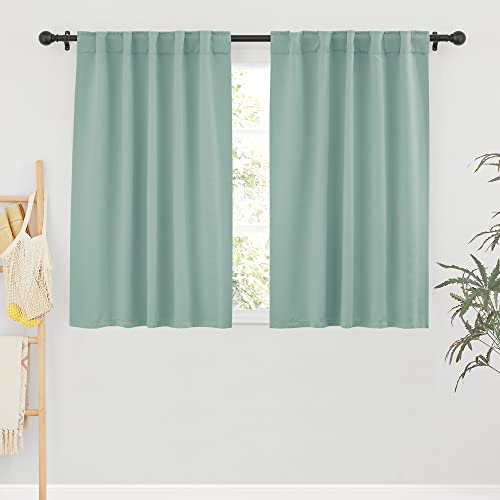 Image of RYB HOME Small Window Curtains Blackout, Privacy Thermal Insulating Drapes for Bedroom Bathroom Basement Cafe Classroom Window Decor, W 34 x L 45 inches, Aqua, 2 Panels