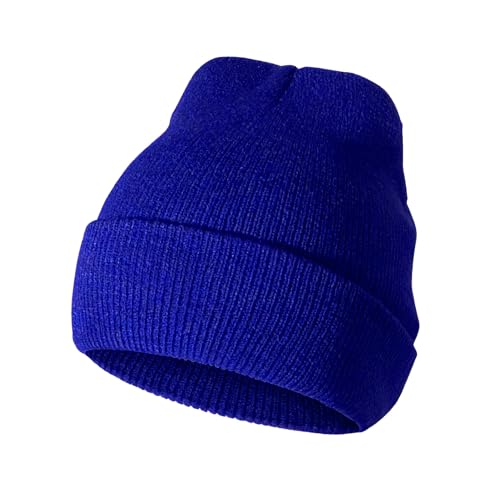 Scotamalone Beanie Hat for Women Men Knit Cuffed Cap Dark Blue