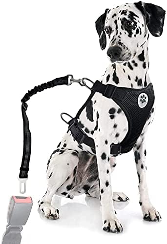Dog Seatbelt Dog Car Harness with Pet Harness Double Breathable Mesh Fabric Vest,Adjustable Pet Seatbelt,Car Vehicle Connector Strap for…