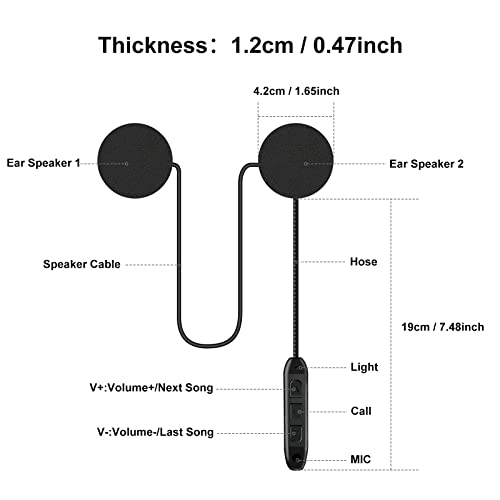 Easesuper Motorcycle Helmet Bluetooth Headset, Bluetooth 5.0 Helmet Headset, Outdoor Headset With Ipx6 Waterproof, Noise Reduction Wireless Motorcycle Helmet Speakers, Stereo Music Call Control #TOP5
