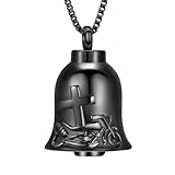 XSMZB Bell Urn Necklace for Ashes for Women Men Cross Motorcycle Cremation Jewelry Ashes Pendant for Human/Pet Keepsake Gift(Black)
