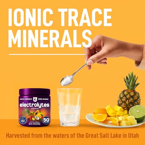 Image of Keppi Sugar Free Electrolytes Powder - Naturally Sweetened Zero Sugar Tropical Punch 12.5oz - Clean Hydration Drink with High Potassium, Magnesium, Trace Minerals - No Calorie Daily Electrolyte Powder