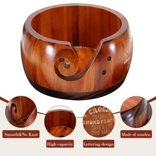 Image of I Crochet So I Don't Choke People Yarn Bowls- Yarn Bowls for Crocheting, 6 inch x 3 inch Knitting Yarn Bowl with Holes, Crochet Bowls for Yarn, Knitting Accessories for Crocheting, Gifts for Crocheters (DARK)