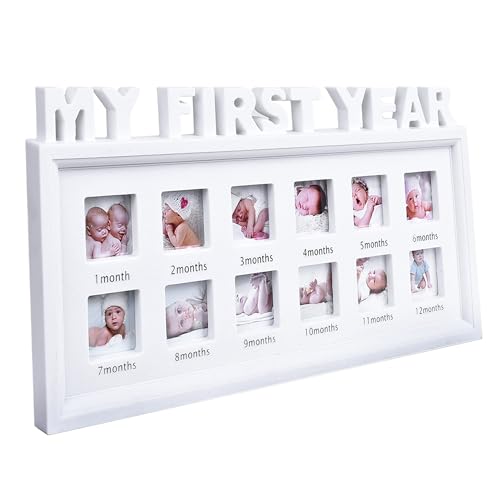 Image of MICKYU My First Year Baby Frame - 12 Month Milestone Picture Frame, Newborn Keepsake for Nursery Decor, Monthly Photo Display for Baby Boy & Girl
