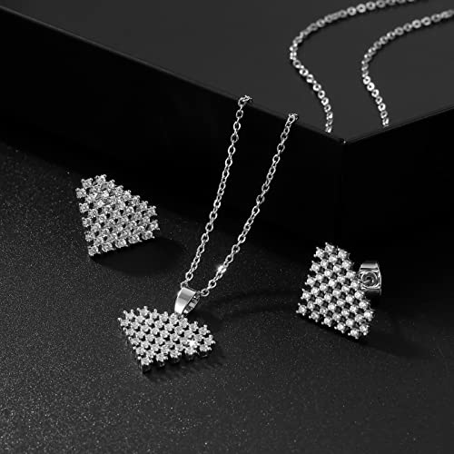 Conjunto de joyas para mujer que no se oscurece con pendientes de circonita blanca 4