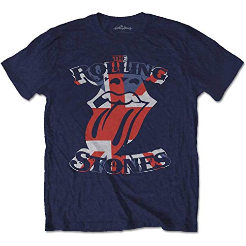 The Rolling Stones British Flag Tongue T-Shirt, Bleu (Navy Navy), Large Homme Cover