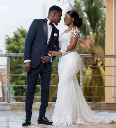 Long Sleeve Lace up Corset Sequins Bridal Ball Gowns Wedding Dresses for Bride with Train Plus Size 20254