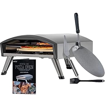Deco Chef Outdoor Gas Pizza Oven, Portable Collapsible Design, Hassle-Free Self-Rotating Baking Stone, Accessories, Stainless Steel