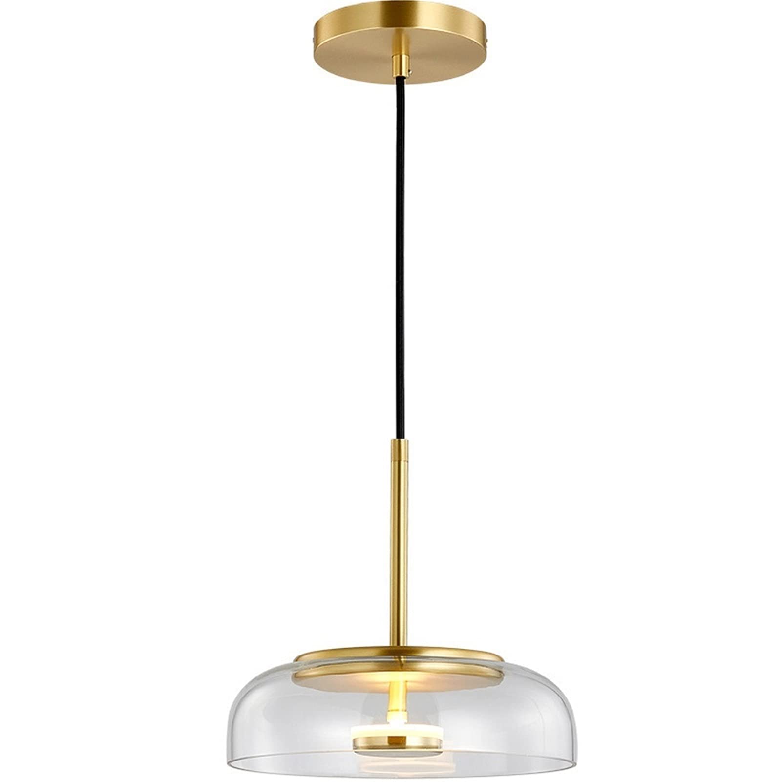 Plafonnier lustre d'intérieur en cuivre abat-jour verre luminaire encastré LED