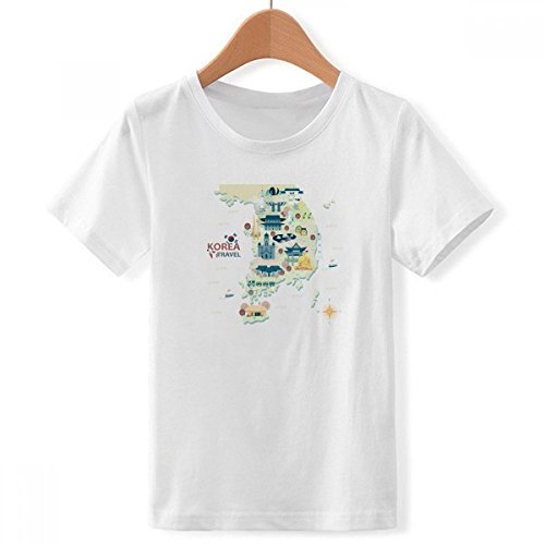 T-shirt Corée pour garçon blanc taille XXL motif multicolore à col rond