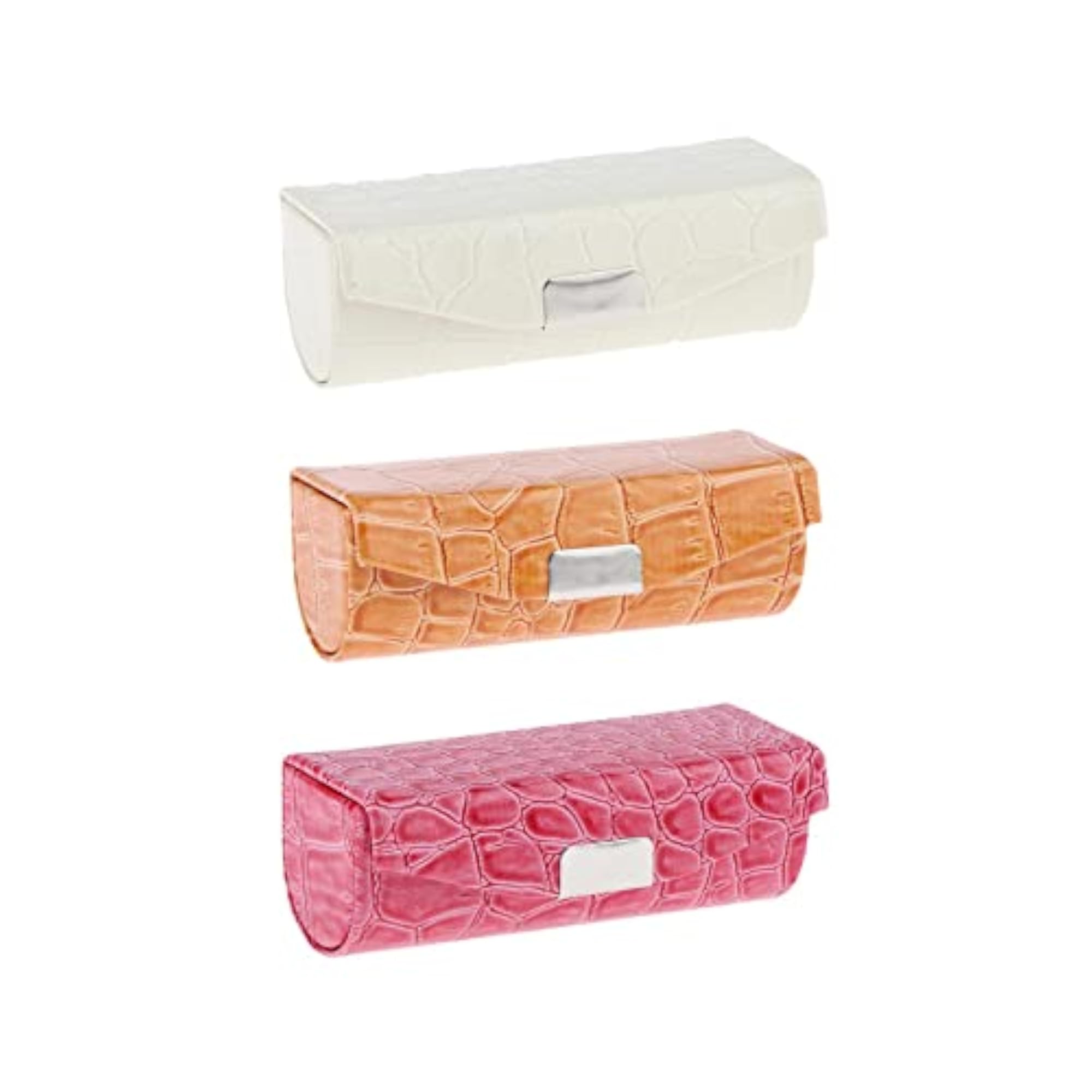 3x Lipstick Case Rose Red, White, and Orange Storage Box
