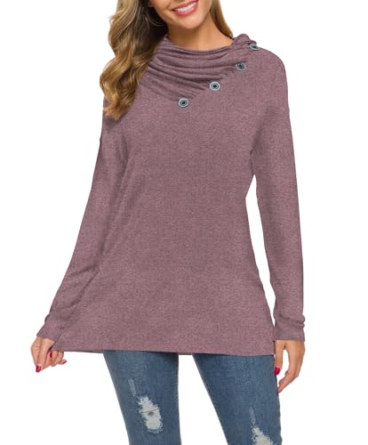 Image of WEACZZY Women's Long Sleeve Shirts Button Cowl Neck Casual Loose Tunic Tops Blouse Dressy Fashion 2026