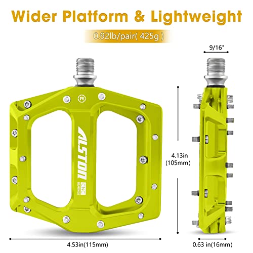 Alston Bike Pedals Bicycle Pedals Cnc Bike Platform Pedals 3 Bearings 9/16 Aluminum Alloy Bicycle Pedals Flat Pedals With Anti-Skid Nails For Bmx Mountain Road Bike #TOP1