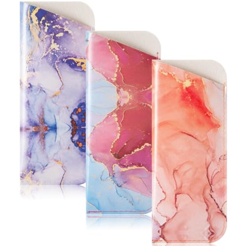 TRIUMPH VISION 3 Pack Reading Glasses Pouch - Marble PU Leather Soft Eyeglasses Sleeve Portable Cute Eyewear Case