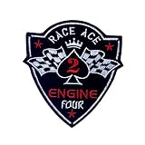Racing Ace Logo Iron On Sew On Patch Applique Poker Embroidered Badge Racing Victory Checkered Flag