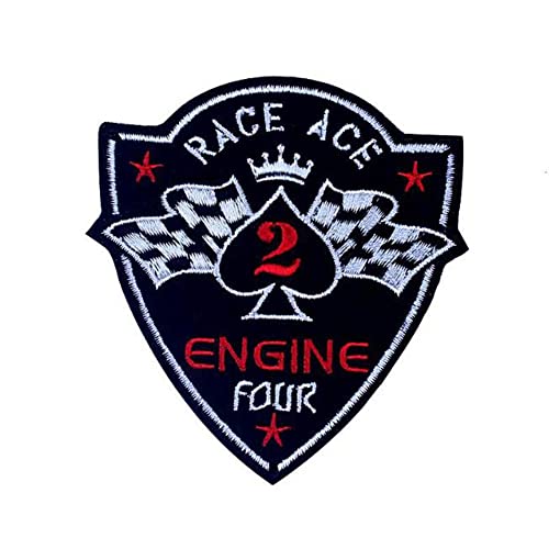Racing Ace Logo Iron On Sew On Patch Applique Poker Embroidered Badge Racing Victory Checkered Flag Auto Racing Embroidered Iron On Patch For Backpacks Clothes Badge Applique #TOP7